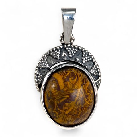 LUNULA, SNAKE JASPER, SILVER PENDANT, AG 925/1000
