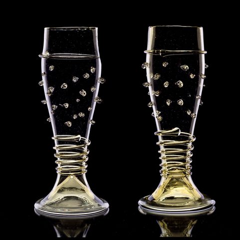 REPLICAS OF MEDIEVAL GLASS, BOHEMIA, XIV. CENTURY SET OF 2