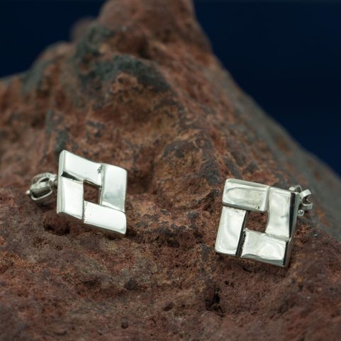 QUADRAT, ART NOUVEAU, SILVER EARRINGS