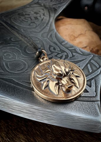 SLAVIC WOLF PENDANT, BRONZE