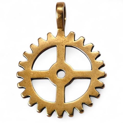 COG WHEEL, BRONZE PENDANT