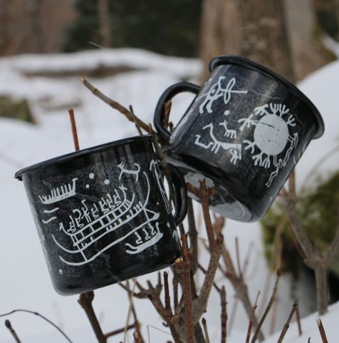 TANUM ROCK CARVINGS ENAMEL MUG