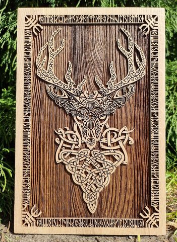 DEER WALL DECORATION 45CM OAK