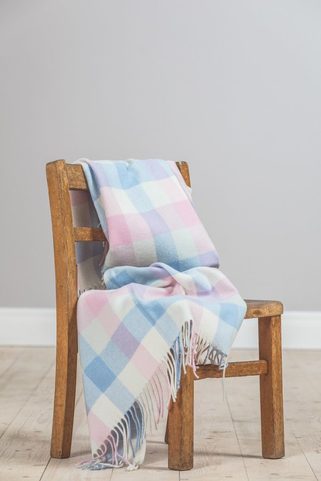 PINK AND BLUE CHECK BABY BLANKET