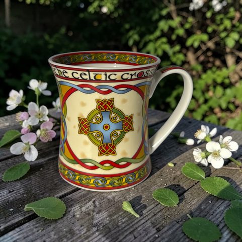 PORCELAIN MUG, CELTIC CROSS