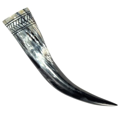 FISHBONE, CARVED SLAVIC DRINKING HORN