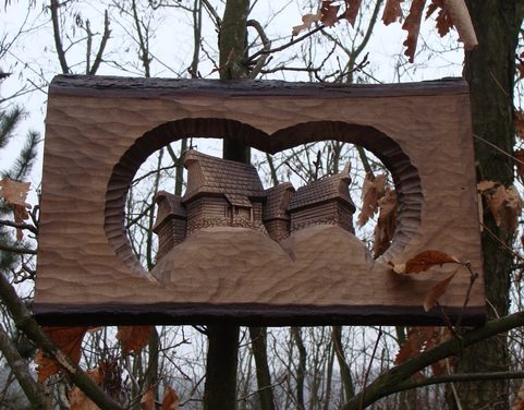 CARPATHIAN HUTS, WOODEN WALL DECORATION