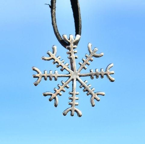 AEGISHJALMUR - HELM OF AWE, ICELANDIC MAGICAL RUNE, PENDANT, SILVER
