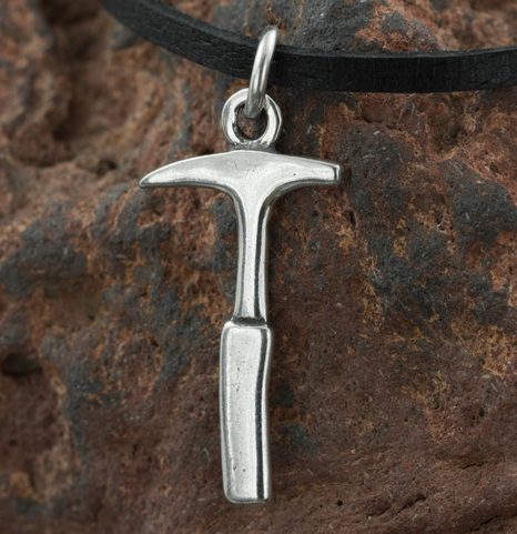 GEOLOGICAL HAMMER, SILVER PENDANT