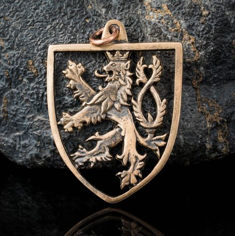 CZECH LION, BOHEMIA, BRONZE PENDANT