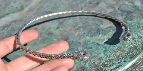 CELTIC CHIEFTAIN TORC, STERLING SILVER, AG 925, 78 G.