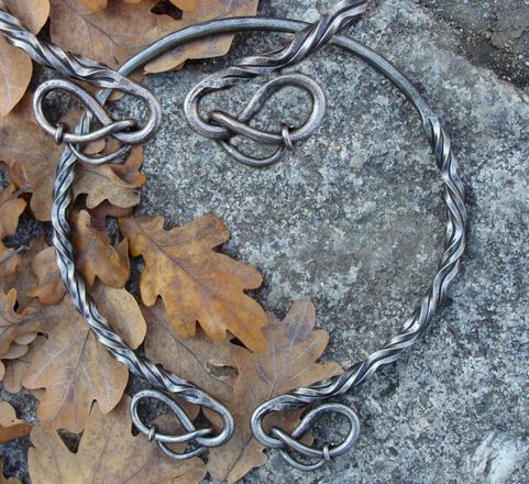 HAND FORGED IRON TORC, KNOTTED