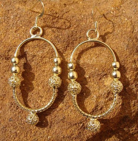 OLD SLAVIC EARRINGS, GOLD PLATED