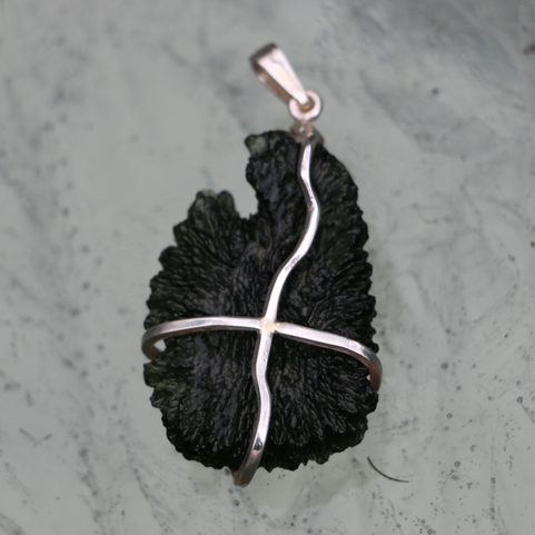 HEDA, SILBER-ANHÄNGER, MOLDAVIT,  AG 925