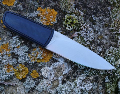 LOGAN DESIGNER KNIFE WITH LEATHER GRIP AND SHEATH, BLUE