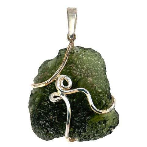 OBERUS, PENDENTIF EN ARGENT, MOLDAVITE  AG 925