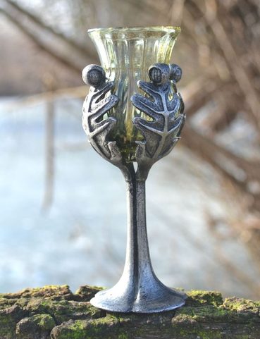 OAK LEAF, HISTORICAL GLASS GOBLET, DECORATIVE REPLICA