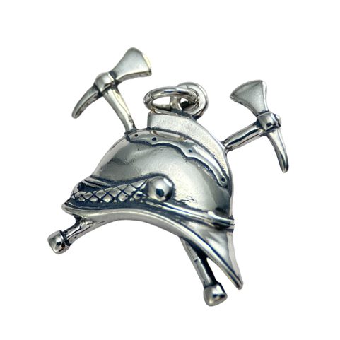 OLD FIRE HELMET, PENDANT STERLING SILVER