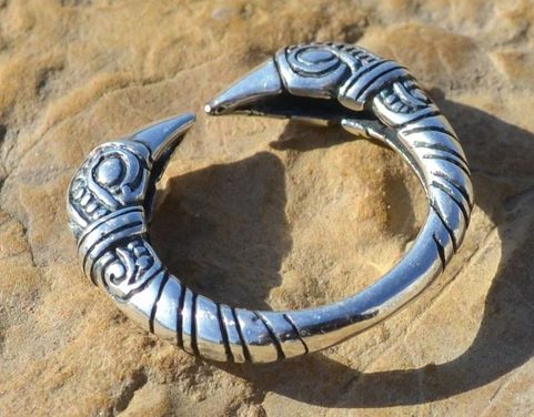 VIKING RAVEN HEAD RING, SILVER 925