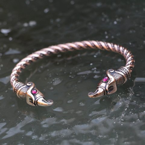 HUGINN AND MUNINN, VIKING BRACELET, BRONZE