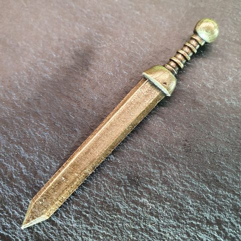 GLADIUS ROMAN SWORD METAL LETTER OPENER, ZINC ANTIQUE BRASS