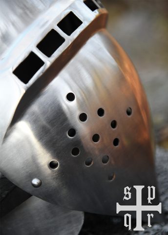GERMAN VISORED BASCINET, MEDIEVAL HELMET, CA. 1370, 2 MM STEEL