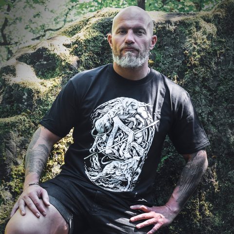 URUZ - FUTHARK COLLECTION, MEN'S T-SHIRT, BLACK AND WHITE
