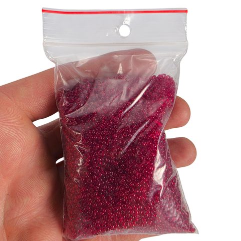 PRECIOSA SEEDBEADS, RED, TRANSPARENT 10 / 0