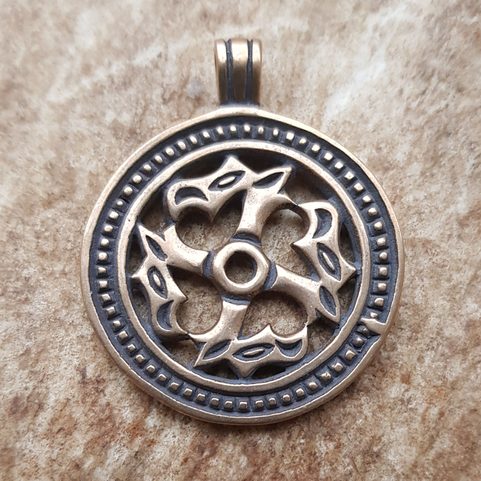 SLAVIC ANIMAL SHAPED SWASTIKA, BRONZE PENDANT - LARGE