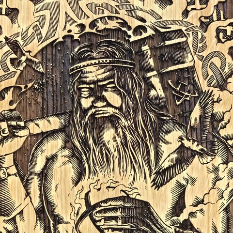 SVAROG, SLAVIC GOD, WALL DECORATION, WOOD 30X40CM