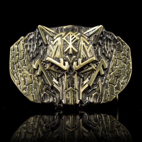 RUNIC WOLF, BELT BUCKLE, BRASS