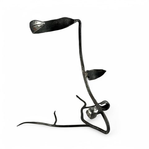 WROUGHT IRON HOLDER FOR TWO DRINKING HORNS