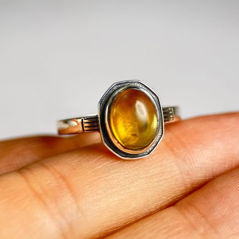 MEDIEVAL SILVER RING, CITRINE, AG 925/1000