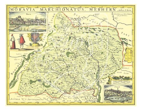 MARGRAVIAT DE MORAVIE, CARTE HISTORIQUE, PAPIER FAIT MAIN