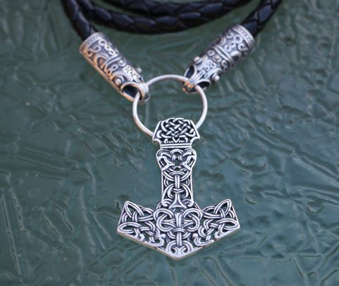 MJÖLNIR - COLLIER, BOLO EN CUIR, ARGENT, 16G