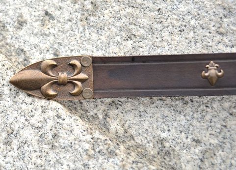 LEATHER SCABBARD FOR ONE HANDED SWORDS, FLEUR DE LIS