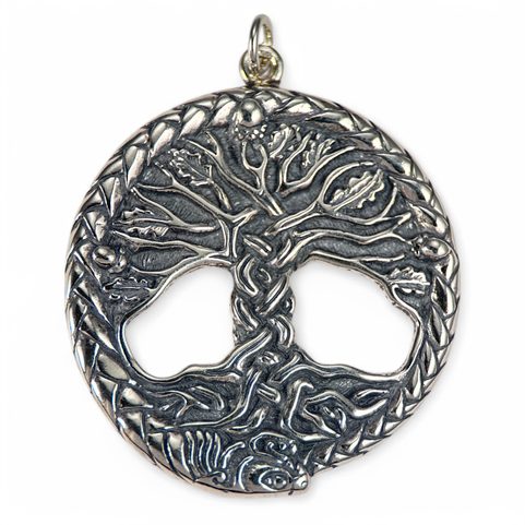 KELTISCHE EICHE HEILIGER BAUM DES LEBENS ANHÄNGER SILBER 925, 27G