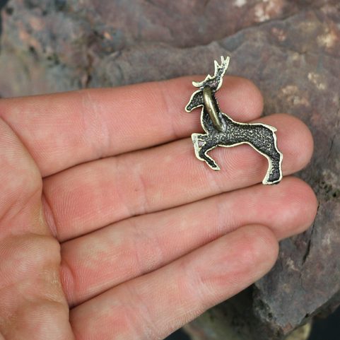 CELTIC DEER - HERNE, ZINC, PENDANT, ANTIQUE BRASS