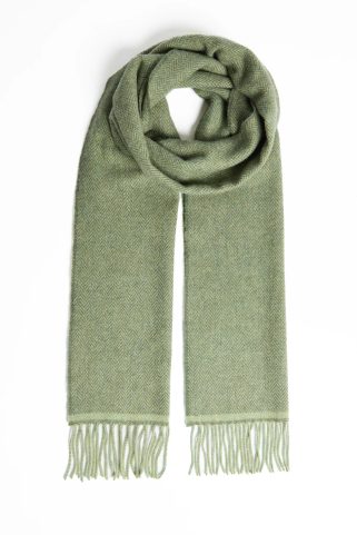 IRISH SCARF, FOXFORD GREEN HERRINGBONE