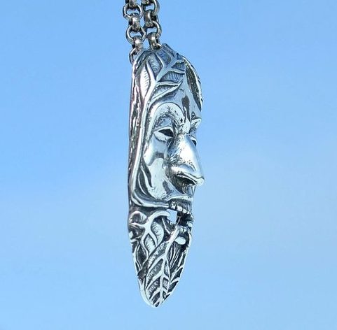 GREEN MAN, THE LORD OF THE NATURE AND REBIRTH, SILVER PENDANT AG 925