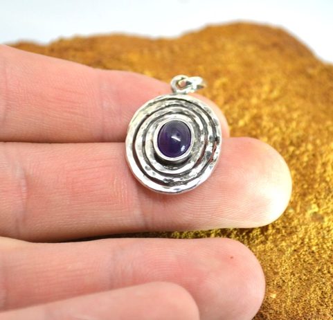 FOREST WELL, STERLING SILVER PENDANT, AMETHYST