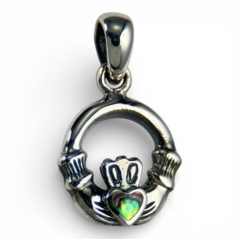 CLADDAGH, PENDANT, ABALONE SHELL, SILVER 925/1000