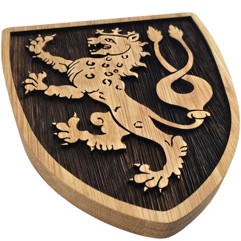 LION TCHEQUE, ARMOIRIES MÉDIÉVALES SUR BOUCLIER 20CM
