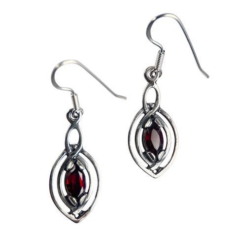 MAIA EARRINGS, SILVER AND GARNET