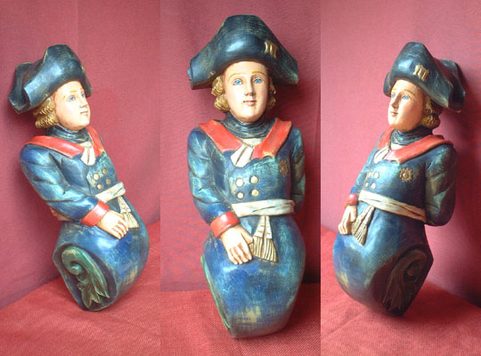 ADMIRAL, FIGUREHEAD, REPLICA, 18TH CENTURY