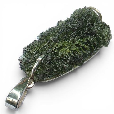 PENDENTIF EN ARGENT AVEC MOLDAVITE NATURELLE, AG 925