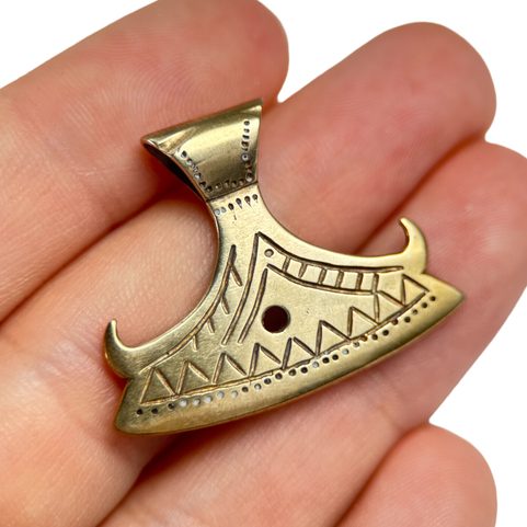 BEARDED AXE OF PERUN, BRASS SLAVIC PENDANT