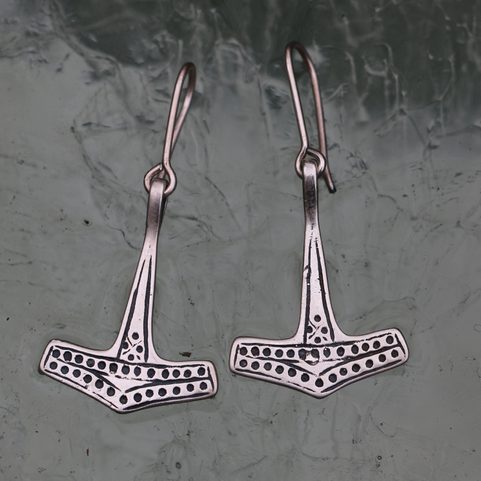 THOR'S HAMMER, SILVER EARRINGS