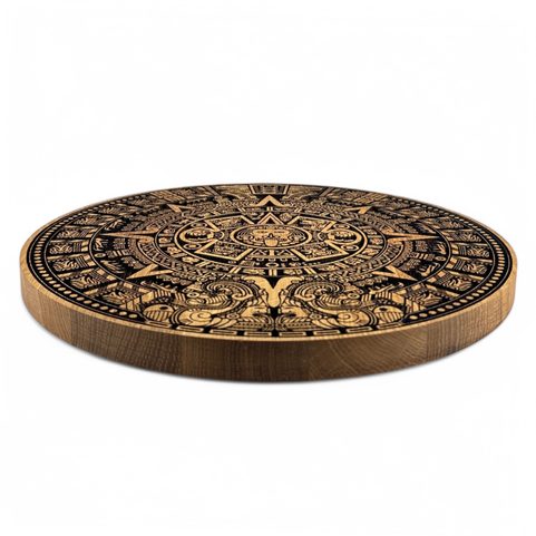 AZTEC CALENDAR, WOODEN WALL PICTURE 32CM