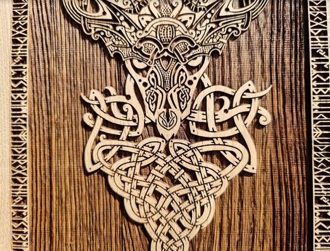 DEER WALL DECORATION 45CM OAK